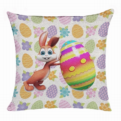 Easter Personalized Photo Perfect Gift Magic Sequin Pillow