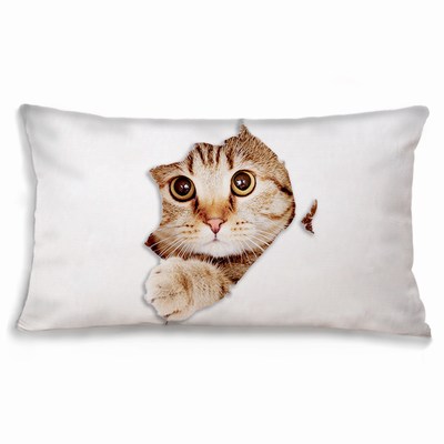 Decorative Rectangular Pillow Custom Cat Photo Skin-Friendly