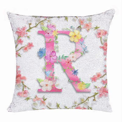 Custom Shiny Pillow Flower Monogram Magic Pillow