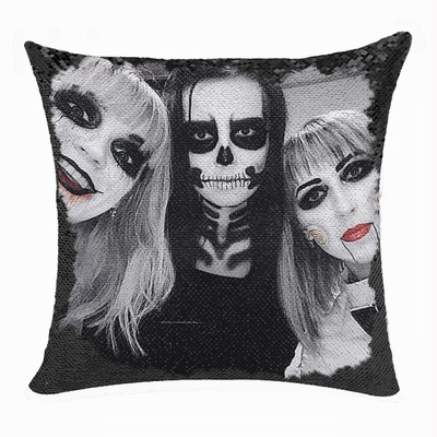 Personalized Terrifying Halloween Makeup Riend Sequin Pillow